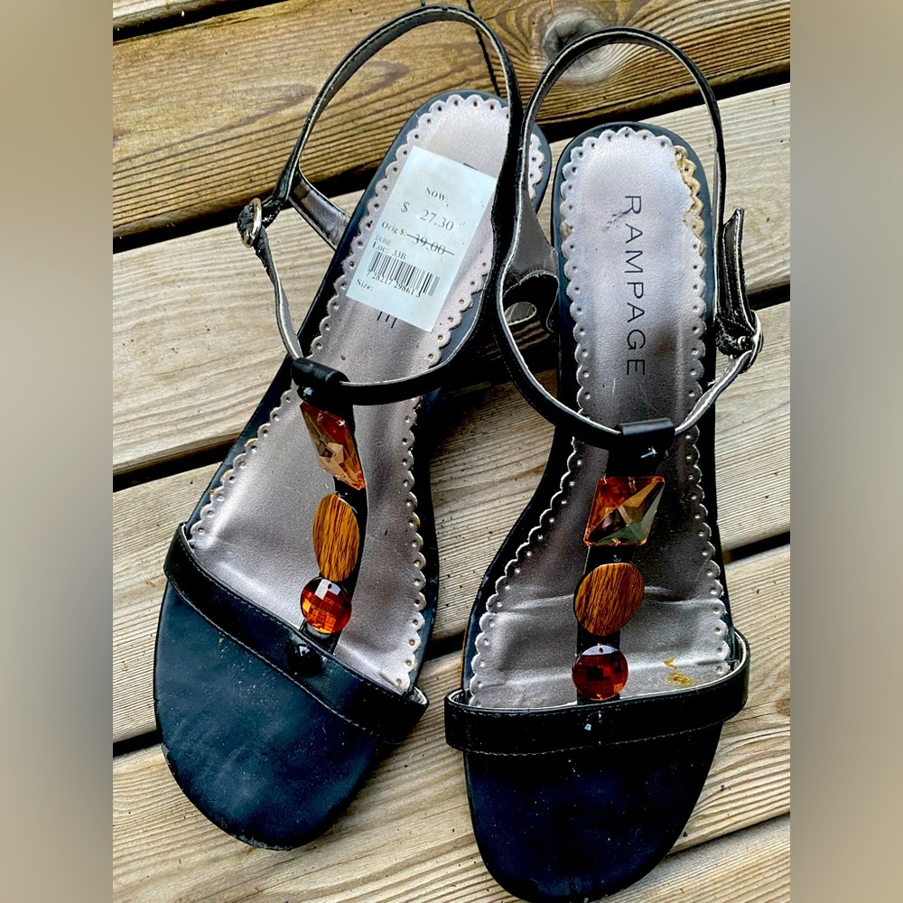 Gemstone Kitten Wedge Sandals
